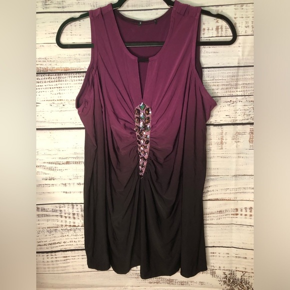 Multicolored Ruched Embellished Cold Shoulder Top - Picture 7 of 13